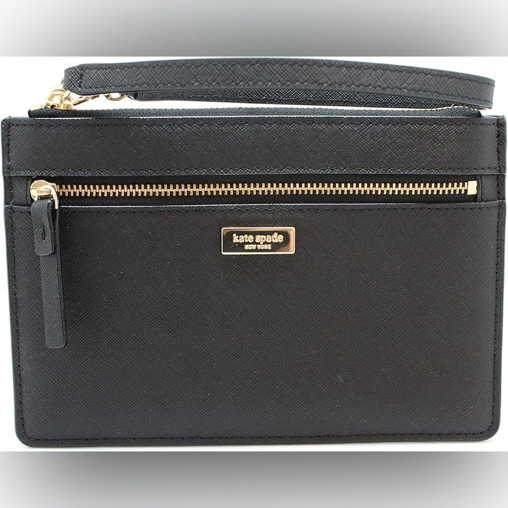 Kate Spade Black Laurel Way Saffiano Leather Wristlet - Picture 2 of 14